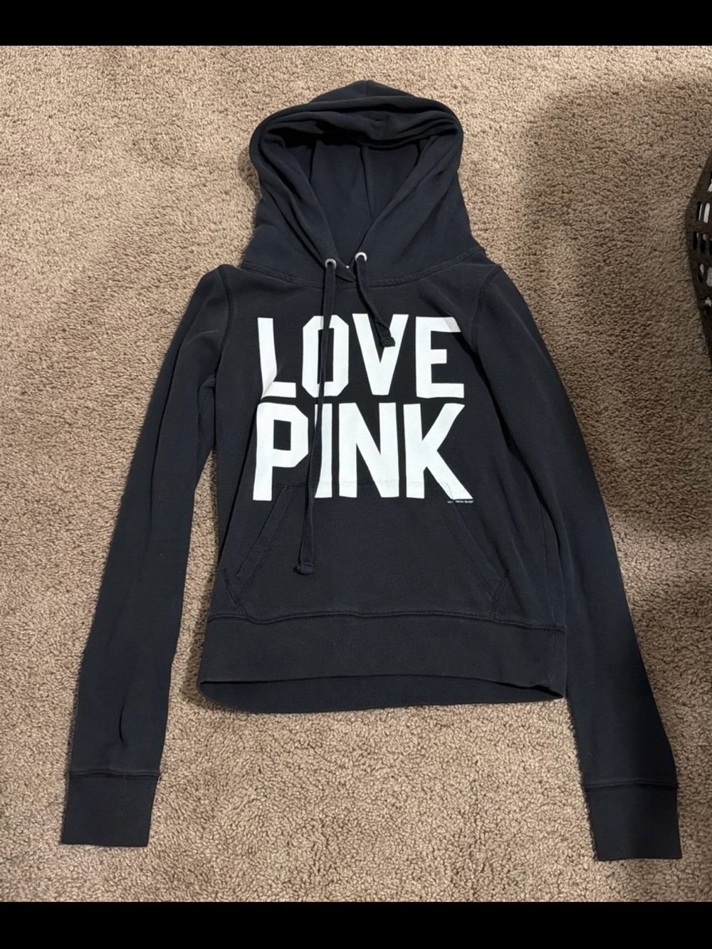 Victoria's Secret PINK Love Pink Black & White Hoodie Athletic Sweatshirt